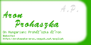 aron prohaszka business card